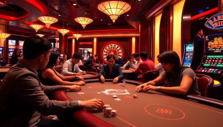 Players enjoy high-stakes poker and roulette at hb88's vibrant casino, immersed in thrilling gaming excitement.